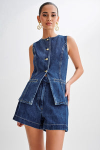REBECCA | DENIM TOP + FREE SHORT Blue