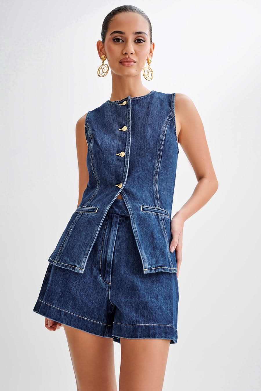 REBECCA | DENIM TOP + FREE SHORT Blue