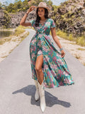 Hazel Blues Floral Print Short Sleeve Dress