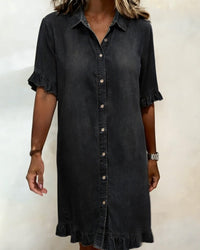 Georgie - Flattering Ruched Denim Dress