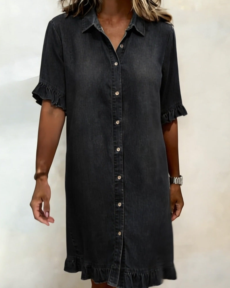 Georgie - Flattering Ruched Denim Dress
