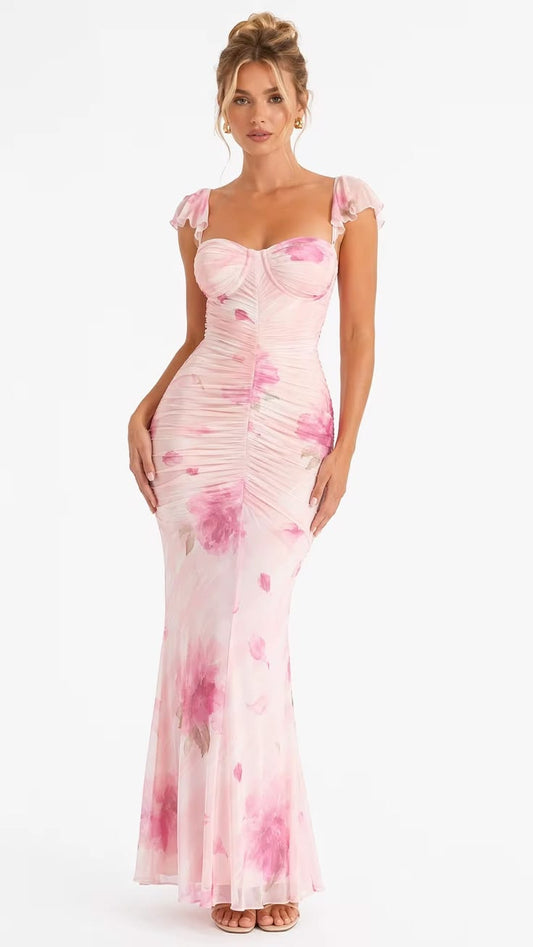 Sidonie Mesh Maxi Dress Floral