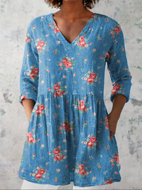 Giselle - Long Blouse with V-Neck