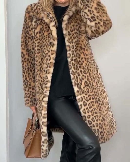 Chantelle - Elegant Leopard Coat – Khaki