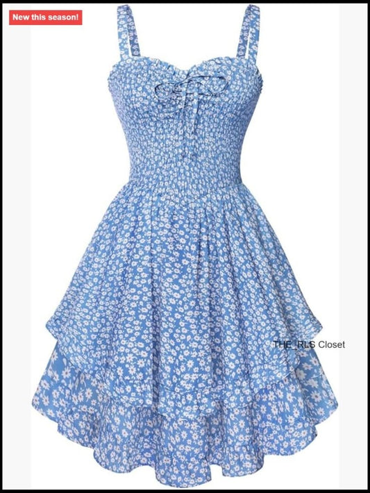 Smocked Floral Sundress with Ruffled Hem