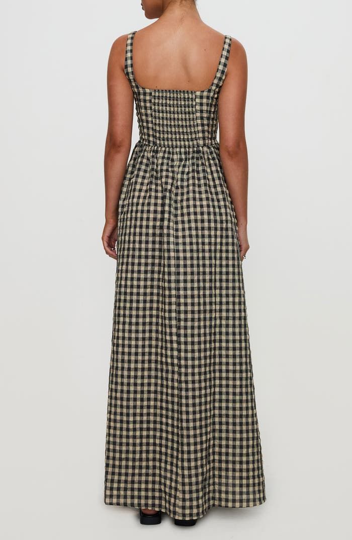 Cartmel Gingham Check Maxi Dress In Black At
