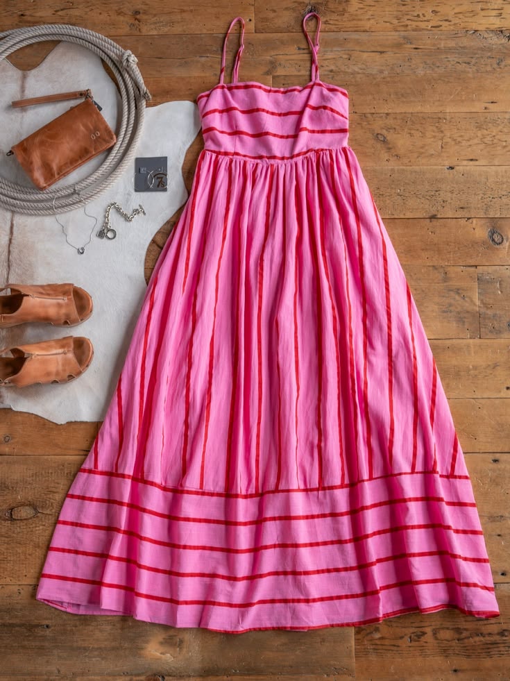 Fredonia Pink Striped Dress Small