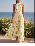 Fehaute Dress Fehaute Chiffon Halter Casual Floral Dress Maxi Dress In