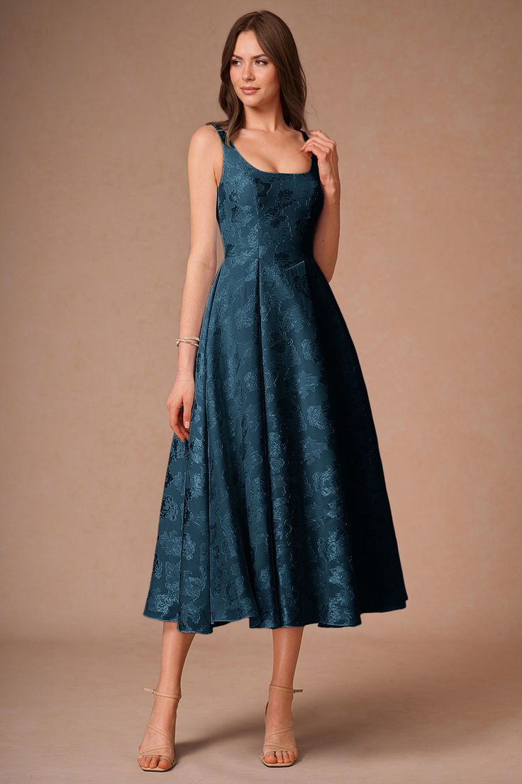 Briac Navy A Line Midi Dress