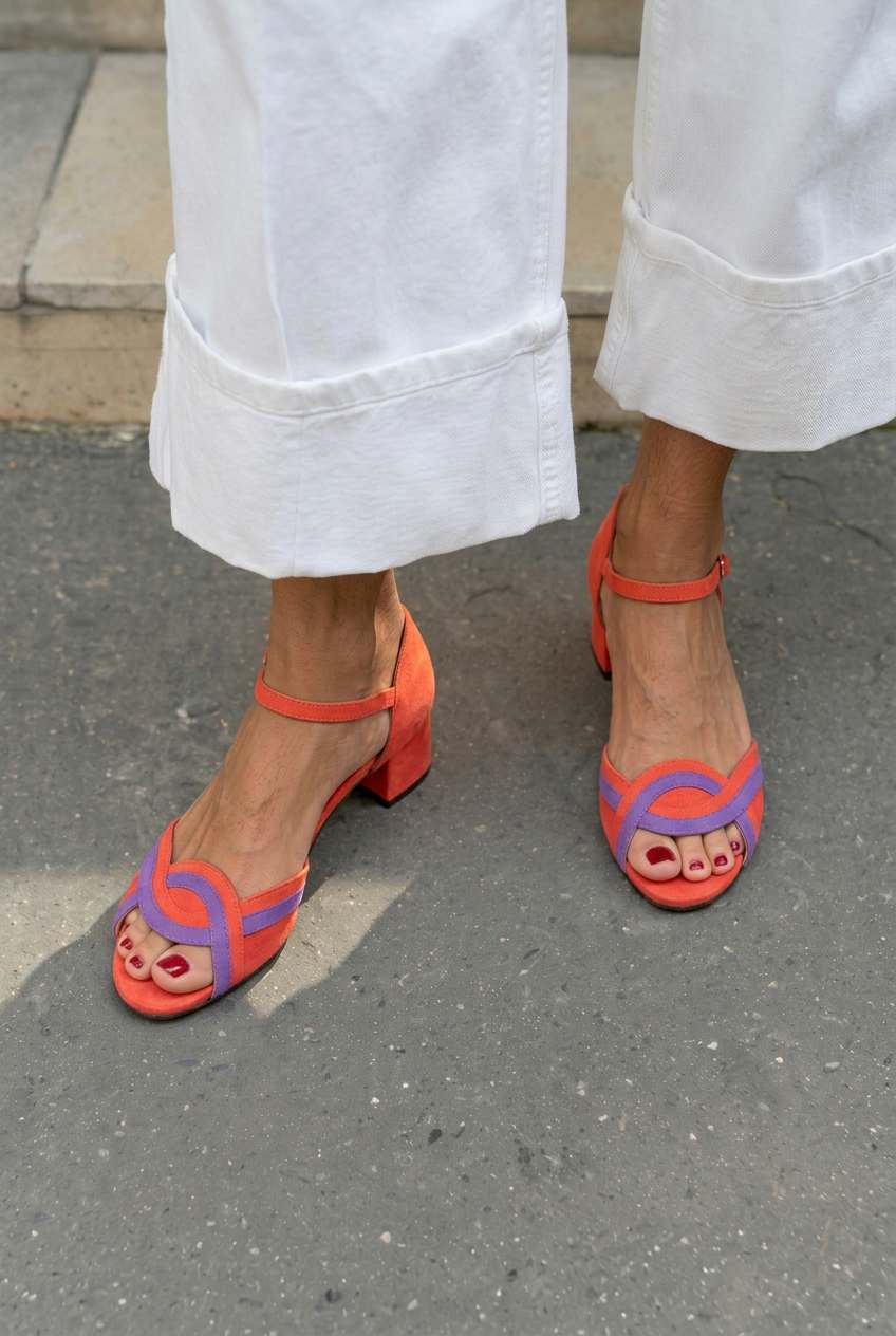 Nellie – Suede Peep-Toe Ankle Strap Block Heel Sandals