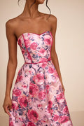 Avaia Pink Floral Strapless Maxi Dress