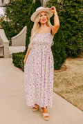 Smiles And Sunshine Floral Maxi In Lavender Curves Dress