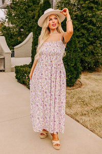 Smiles And Sunshine Floral Maxi In Lavender Curves Dress