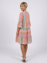 Tilly – Geometric Print V-Neck Tiered Knee-Length Dress
