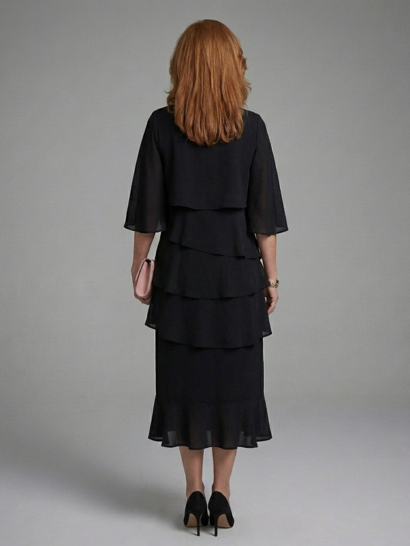 Enya - Midi Dress with Layered Sleeves