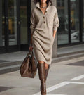 Verity – Soft Knit Midi Dress with Buttons