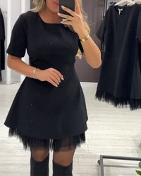Harper – Shimmering Mesh Patchwork Dress
