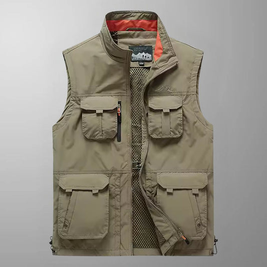 Carter - Multi-Pocket Breathable Outdoor Cargo Vest – Khaki