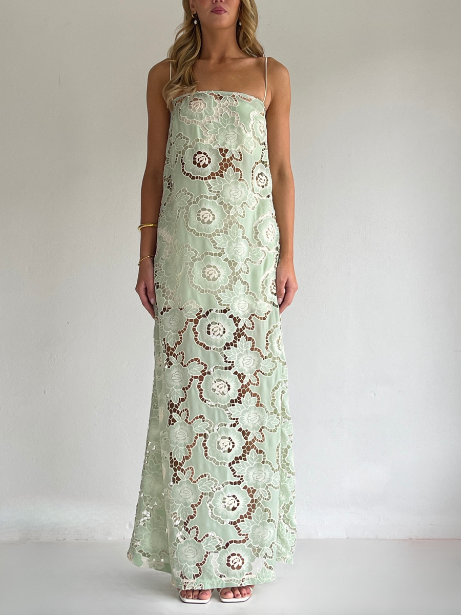 By Nicola Tove Maxi Dress in Mint Lace