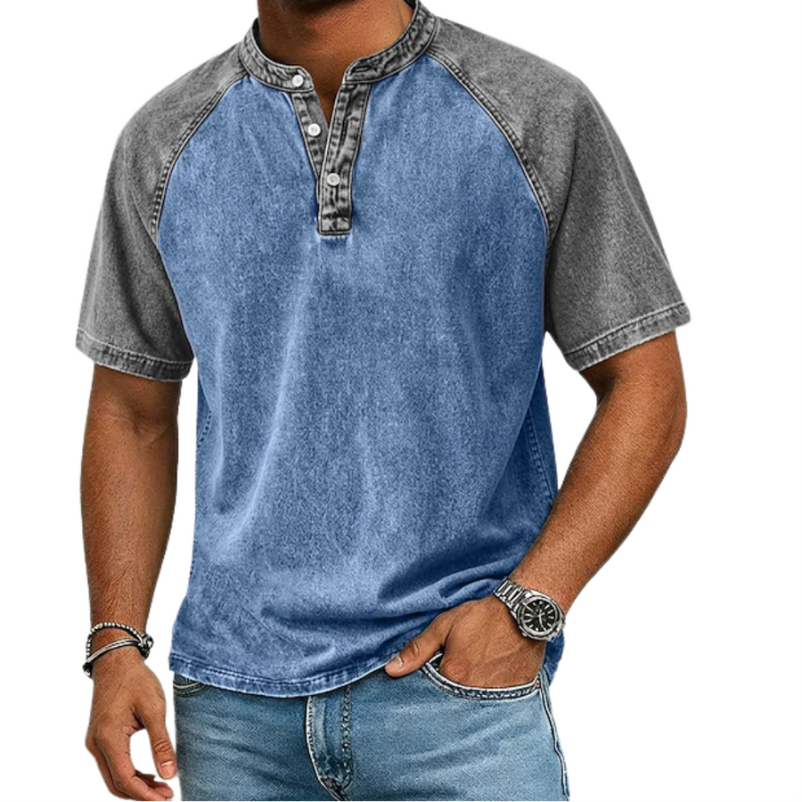 Caleb – Vintage Two-Tone Henley Shirt