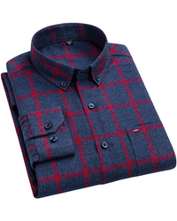 Carlos | Striped Check Cotton Shirt Red