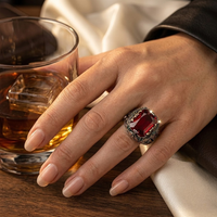 Silver Ruby Ornate Signet Ring