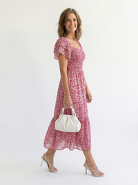 Primrose – Off-Shoulder Floral Shirred Midi Dress
