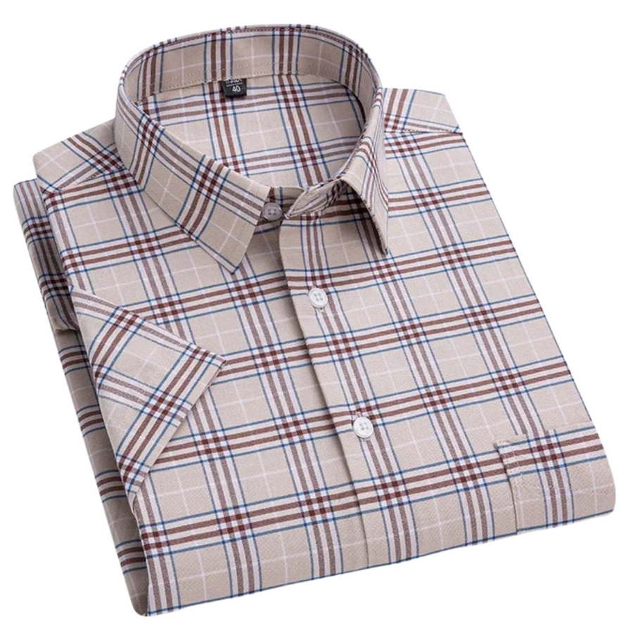Zack | Short-Sleeve Cotton Shirt Beige