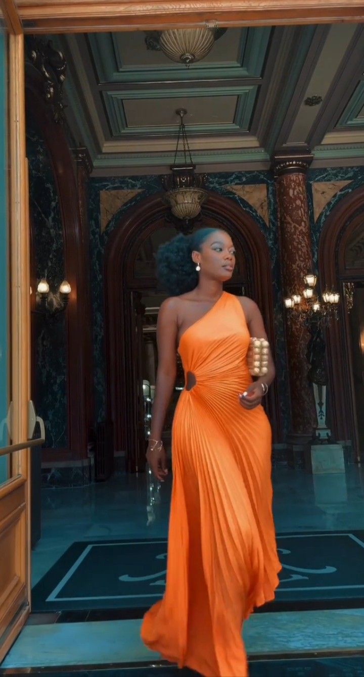 One Shoulder Orange Party Dress Evening Prom Dress Custom Made fg7459