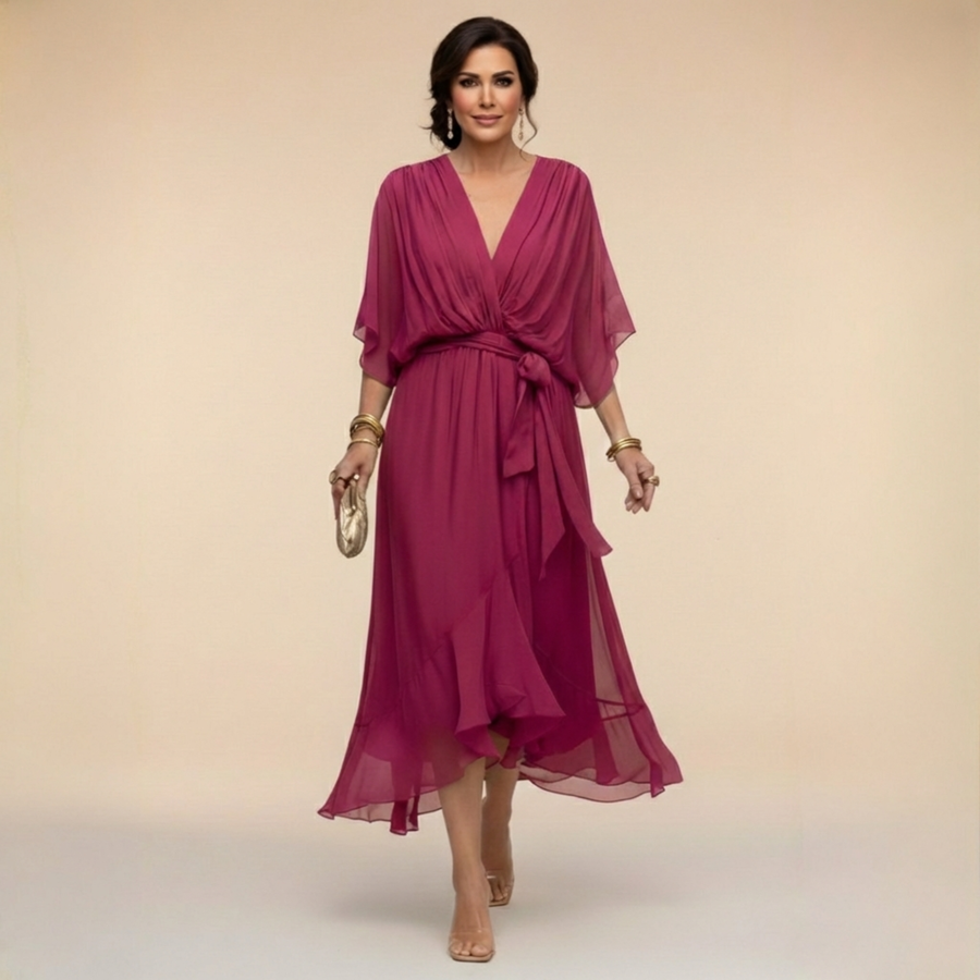 Tilly - Elegant V-Neck Chiffon Dress