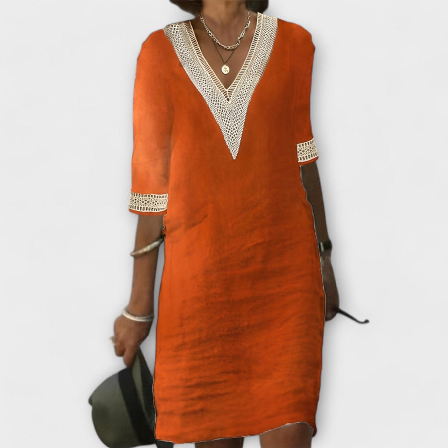 Ariel | Womens Summer Boho Short Sleeve Dress Orange