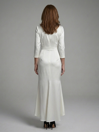 Coralie - Long-Sleeve Midi Dress with Front Closure