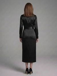 Estelle - Long-Sleeve Midi Dress with Side Closure