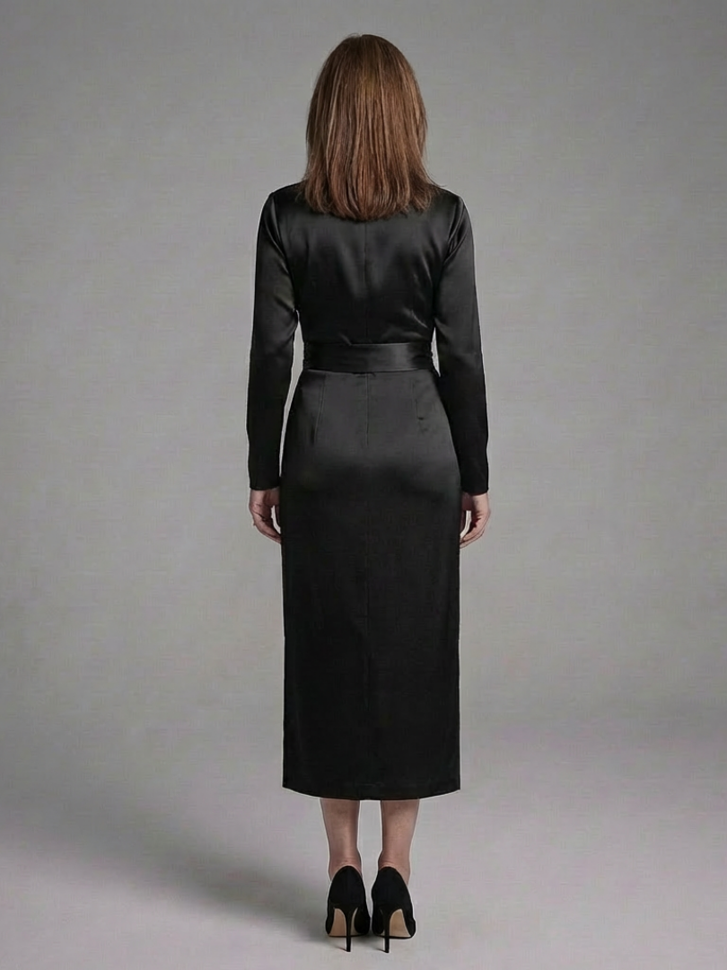 Estelle - Long-Sleeve Midi Dress with Side Closure