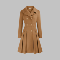 Dami - Classy Double Button Long Sleeve Coat Camel