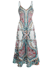 Ottoline - Boho Floral Print Sleeveless Dress