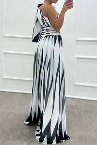 Riley - Elegant Striped Maxi Dress with One Shoulder