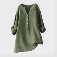 Verena - Elegant Cotton-Linen V-Neck Blouse