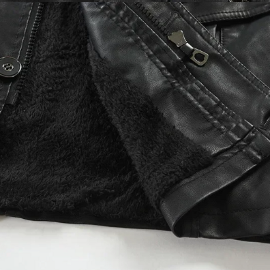Nico - Elegant Long Leather Biker Jacket