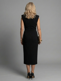 Brielle - Sleeveless Structured Midi Dress with Open Front
