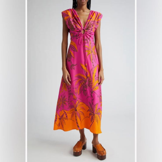Farm Rio Dress Nwt $285 Farm Rio Beach Forest Print Maxi Dress In Size