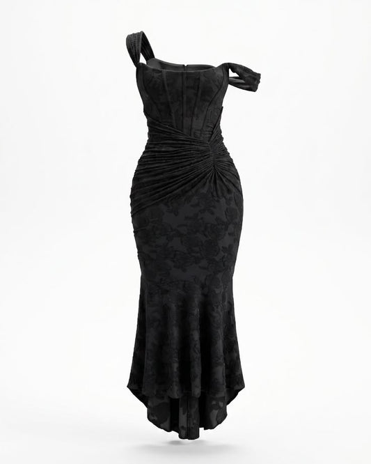 Fishbone Pleated Dress Sleeveless Black