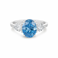4ct Oval-Shaped Icy Blue Statement Ring