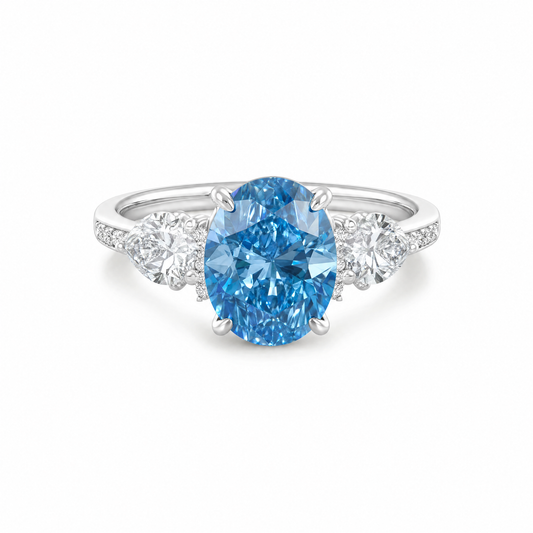 4ct Oval-Shaped Icy Blue Statement Ring