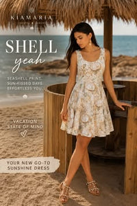Seashell Print Skater Dress Coastal Luxury Summer Dress For Beach