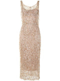 Dolce & Gabbana Beaded Sheath Dress Neutrals