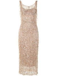 Dolce & Gabbana Beaded Sheath Dress Neutrals