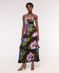 Women's The A&F Giselle Strapless Tiered Maxi Dress in Black Floral