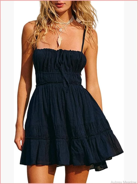 Deep V Neck Bohemian Backless Beach Mini Dress