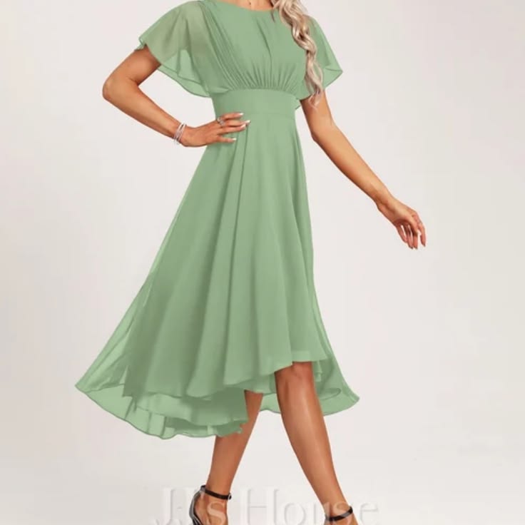 Jjs House Dress A Line Scoop Asymmetrical Chiffon Bridesmaid Dress